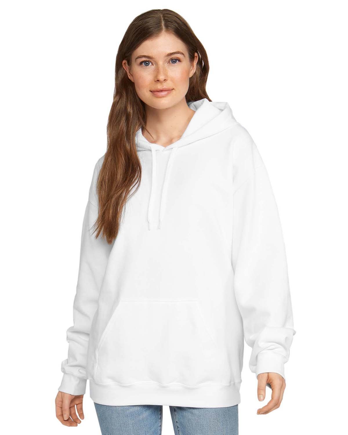 Gildan Adult Softstyle® Fleece Pullover Hooded Sweatshirt in WHITE