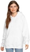 Am image of a Custom Gildan Adult Softstyle® Fleece Pullover Hooded Sweatshirt in WHITE!