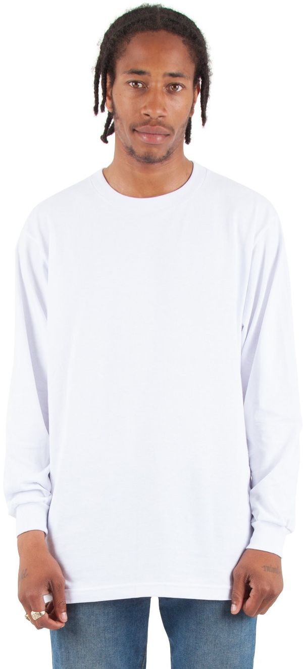 Am image of a Custom Shaka Wear Adult 6 oz Active Long Sleeve T Shirt in White!