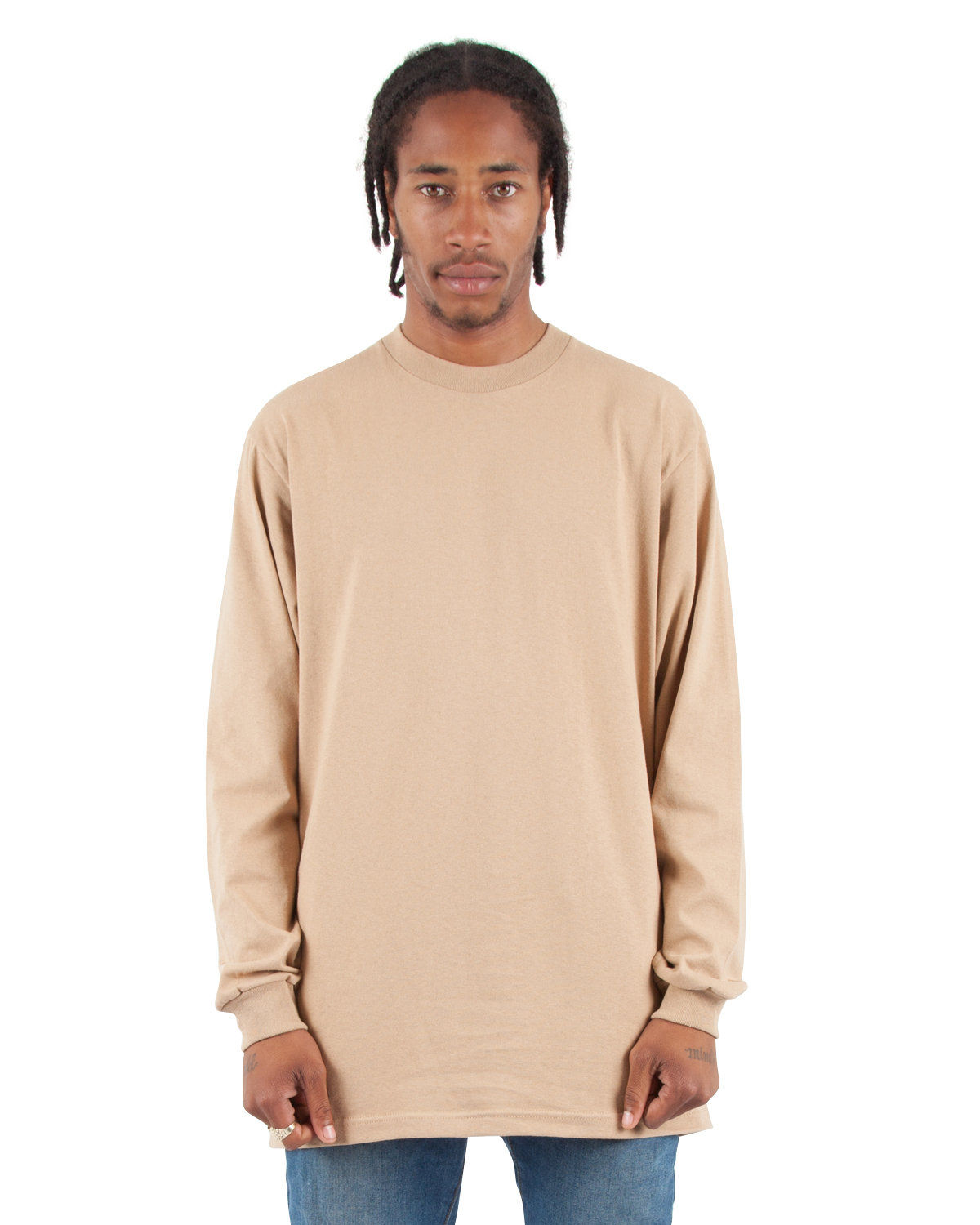 Shaka Wear Adult 6 oz Active Long Sleeve T Shirt in Khaki