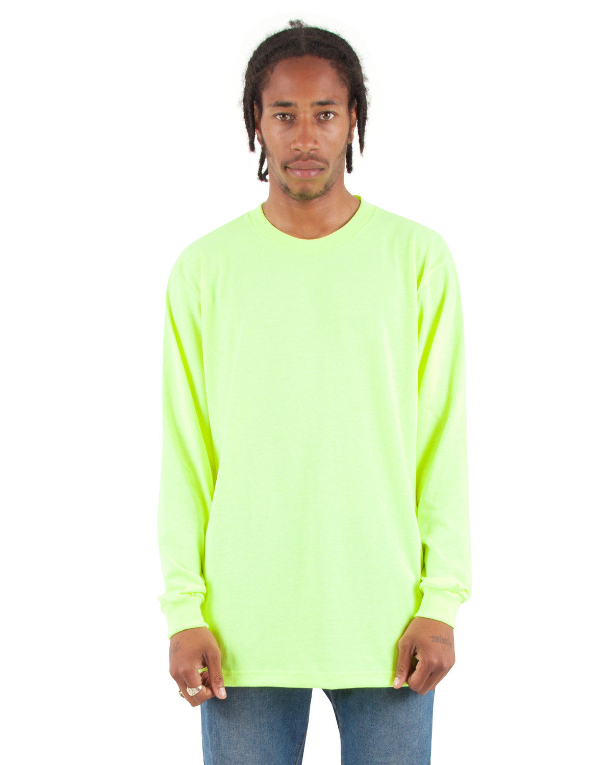 Shaka Wear Adult 6 oz Active Long Sleeve T Shirt in Safety Green