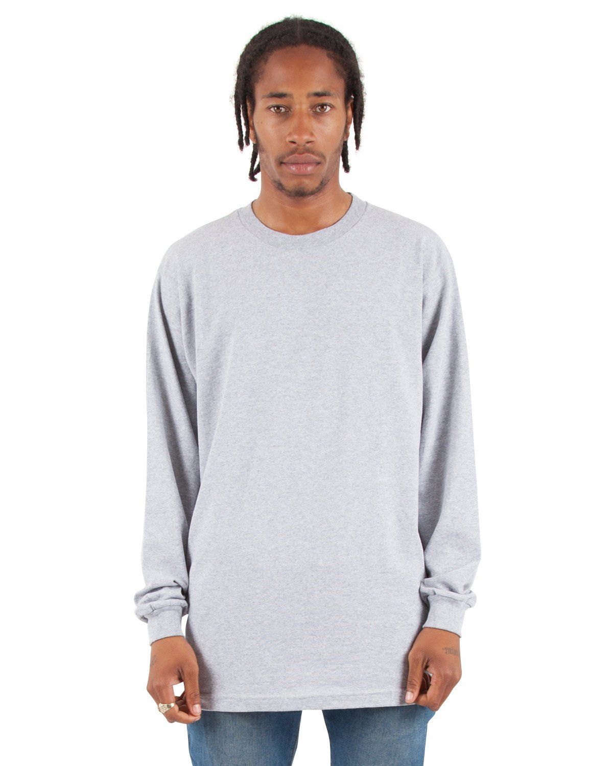 Shaka Wear Adult 6 oz Active Long Sleeve T Shirt in Heather Grey