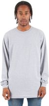 Am image of a Custom Shaka Wear Adult 6 oz Active Long Sleeve T Shirt in Heather Grey!