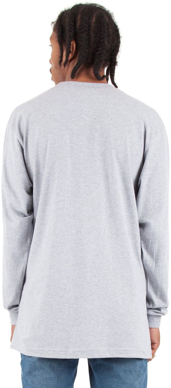 Am image of a Custom Shaka Wear Adult 6 oz Active Long Sleeve T Shirt in Heather Grey!