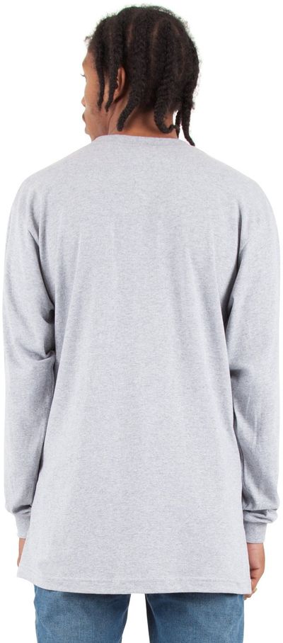 Am image of a Custom Shaka Wear Adult 6 oz Active Long Sleeve T Shirt in Heather Grey!