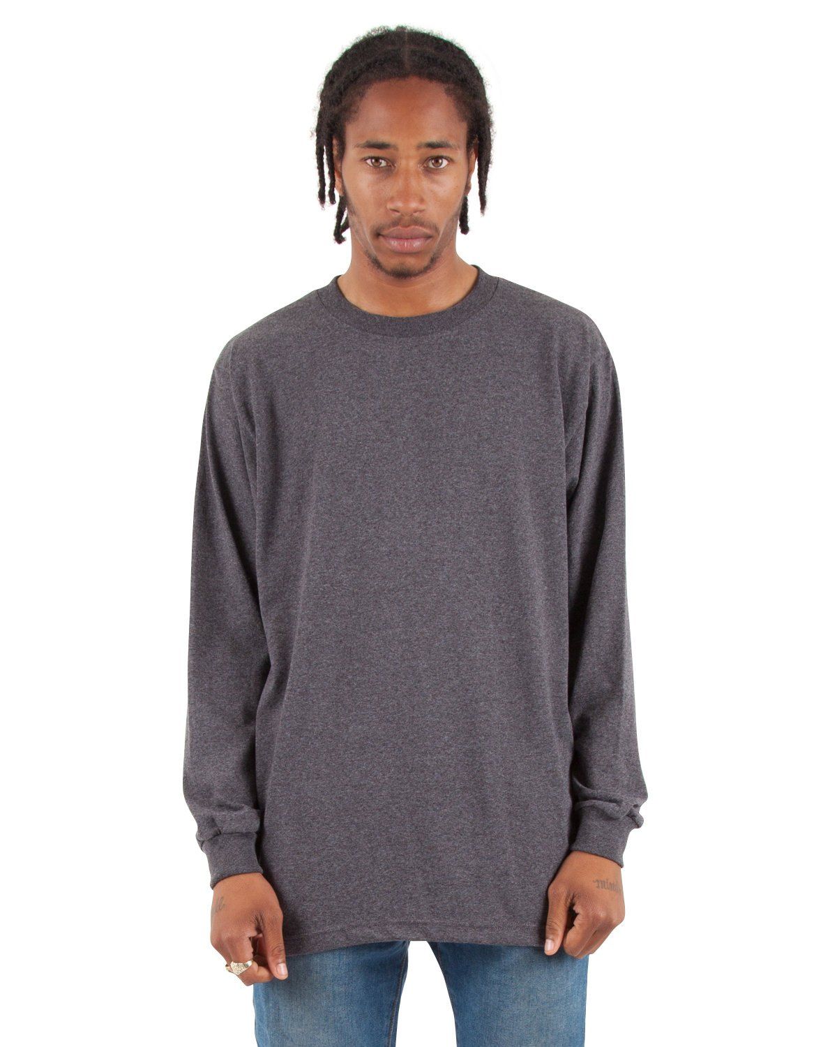 Shaka Wear Adult 6 oz Active Long Sleeve T Shirt in Charcoal Grey Heather