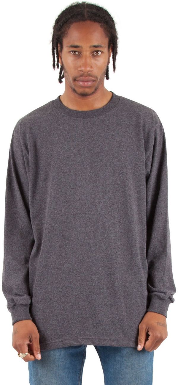 Am image of a Custom Shaka Wear Adult 6 oz Active Long Sleeve T Shirt in Charcoal Grey Heather!