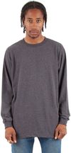 Am image of a Custom Shaka Wear Adult 6 oz Active Long Sleeve T Shirt in Charcoal Grey Heather!