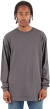 Am image of a Custom Shaka Wear Adult 6 oz Active Long Sleeve T Shirt in Dark Grey!