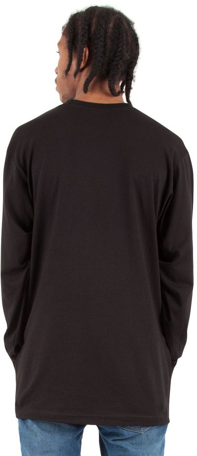 Am image of a Custom Shaka Wear Adult 6 oz Active Long Sleeve T Shirt in Black!