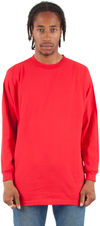 Am image of a Custom Shaka Wear Adult 6 oz Active Long Sleeve T Shirt in Red!