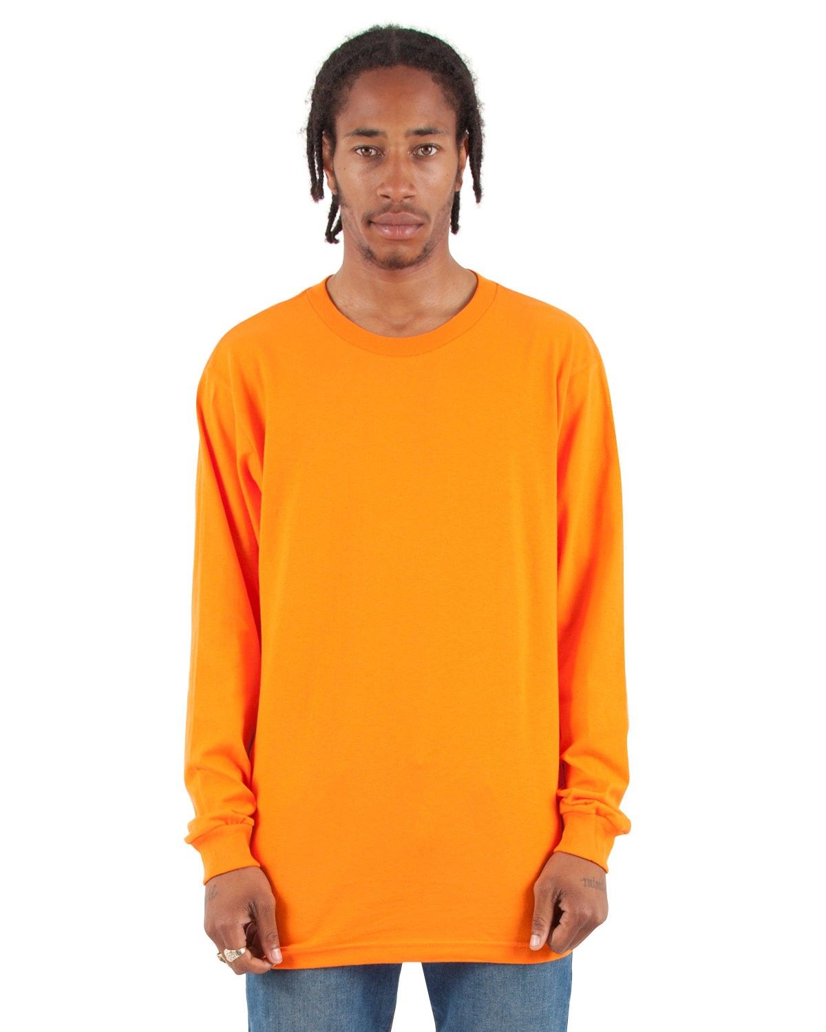 Shaka Wear Adult 6 oz Active Long Sleeve T Shirt in Orange