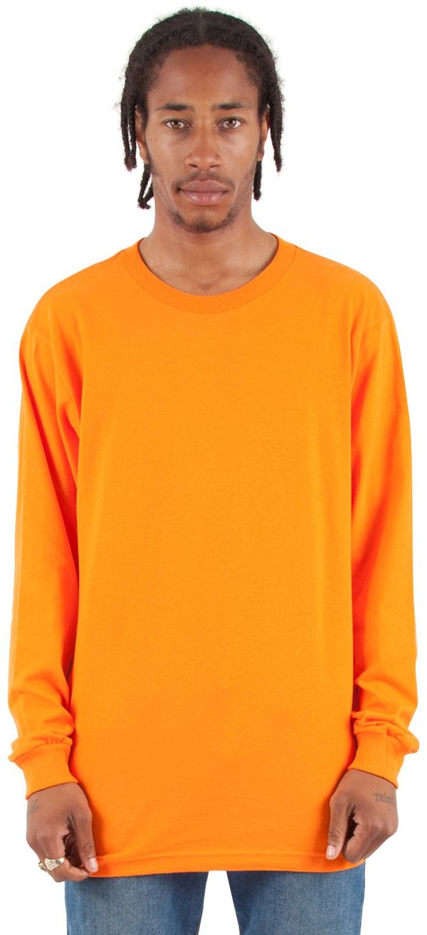 Am image of a Custom Shaka Wear Adult 6 oz Active Long Sleeve T Shirt in Orange!