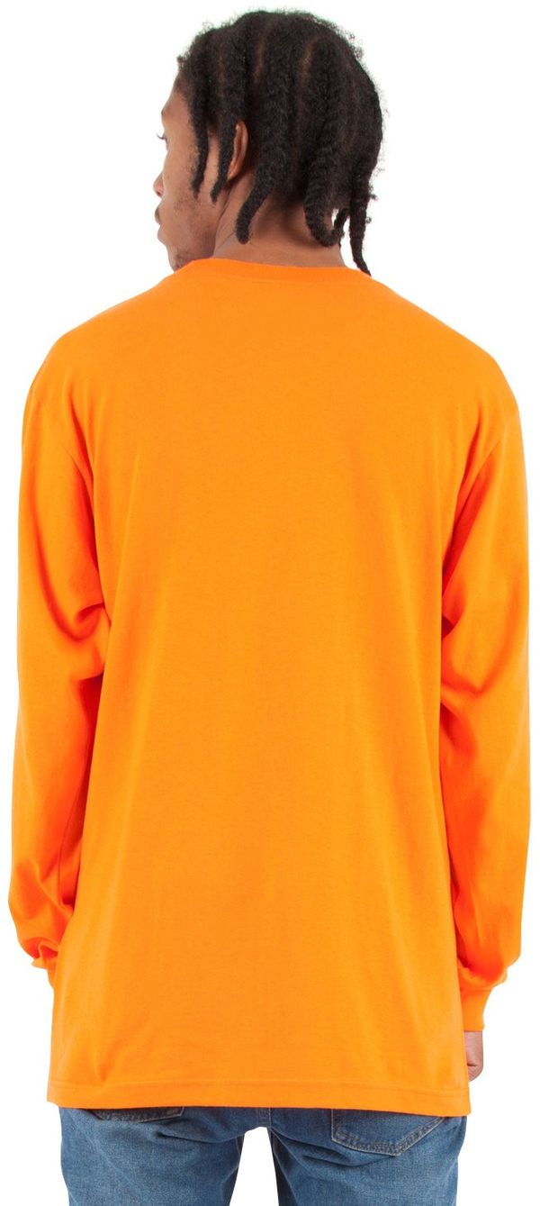 Am image of a Custom Shaka Wear Adult 6 oz Active Long Sleeve T Shirt in Orange!