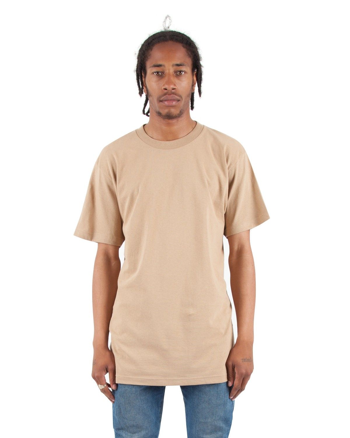Shaka Wear Adult 6 oz Active Short Sleeve Crewneck T Shirt in Khaki