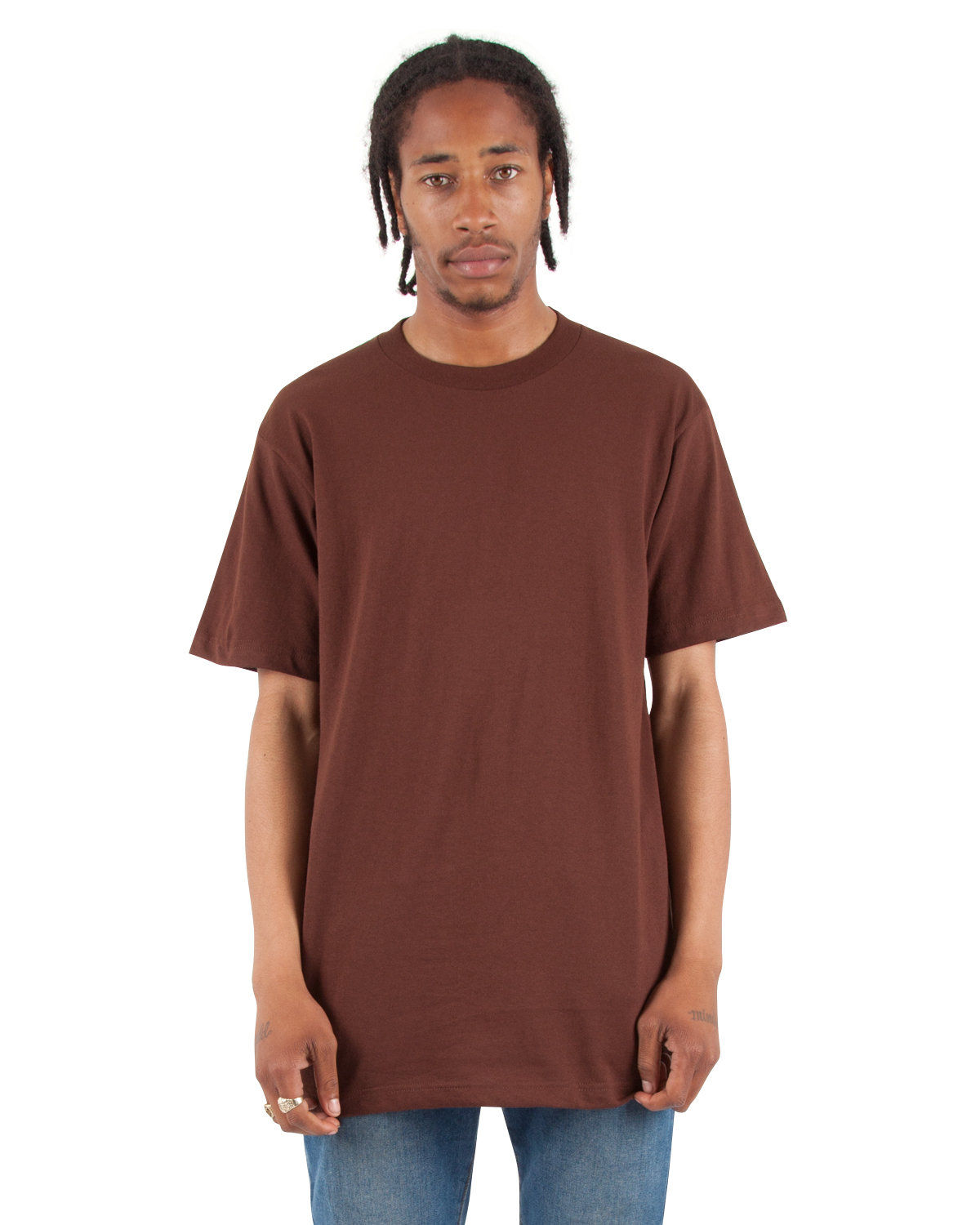 Shaka Wear Adult 6 oz Active Short Sleeve Crewneck T Shirt in Brown