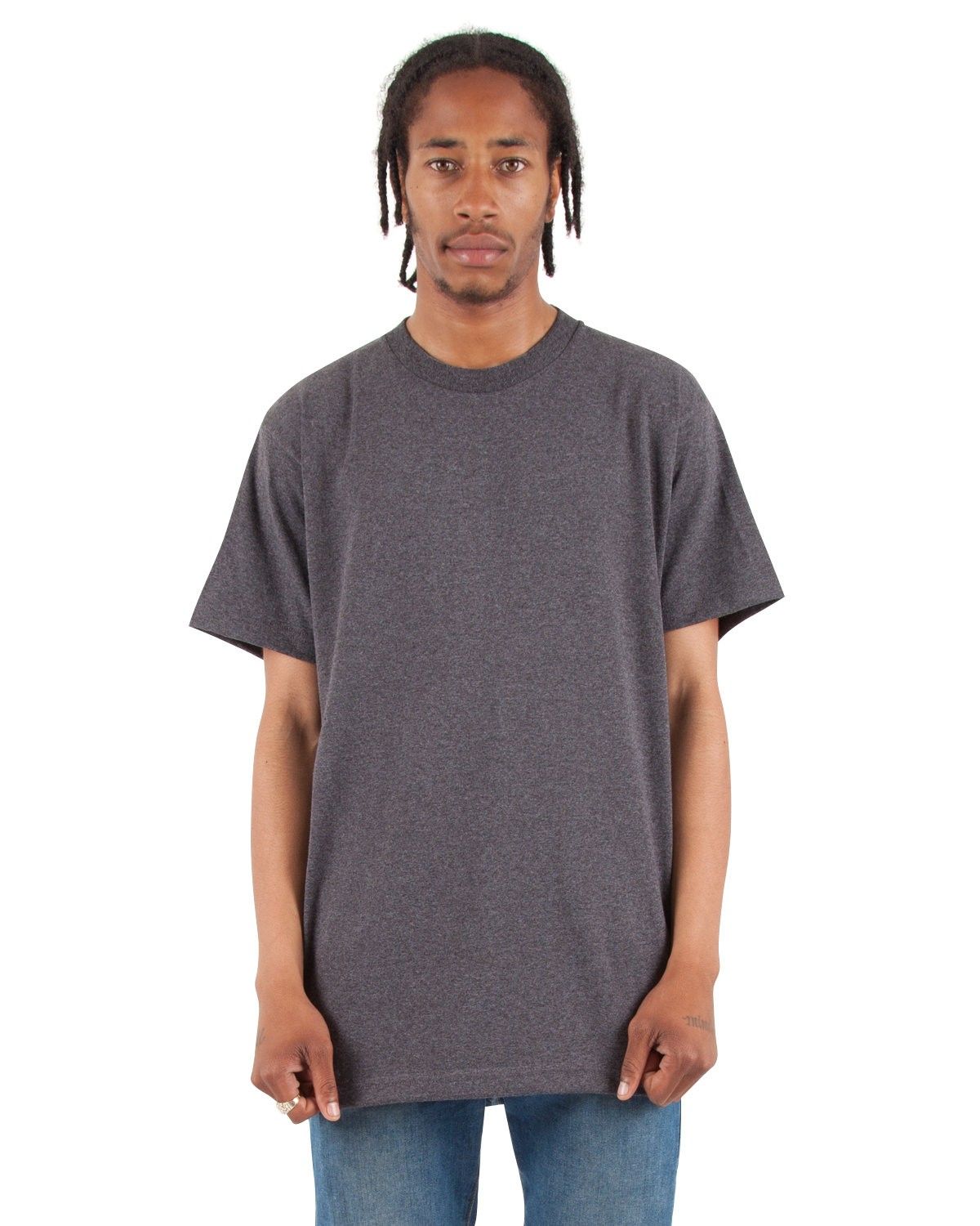 Shaka Wear Adult 6 oz Active Short Sleeve Crewneck T Shirt in Charcoal Grey Heather