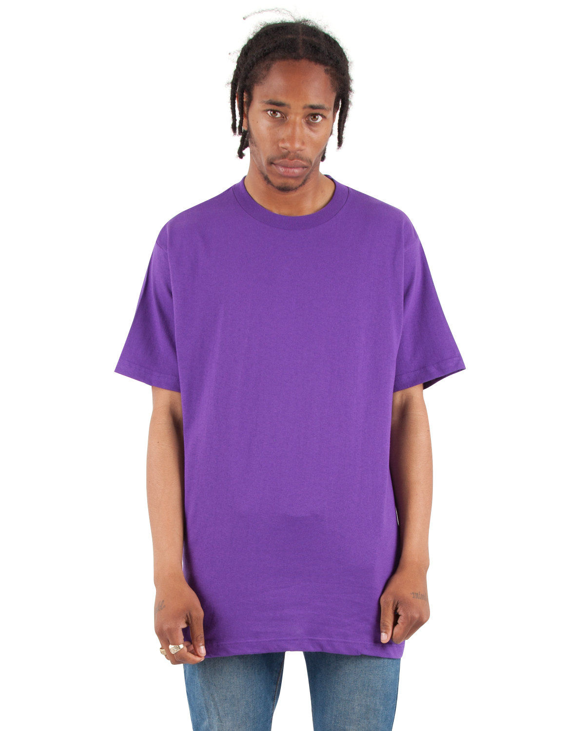 Shaka Wear Adult 6 oz Active Short Sleeve Crewneck T Shirt in Purple