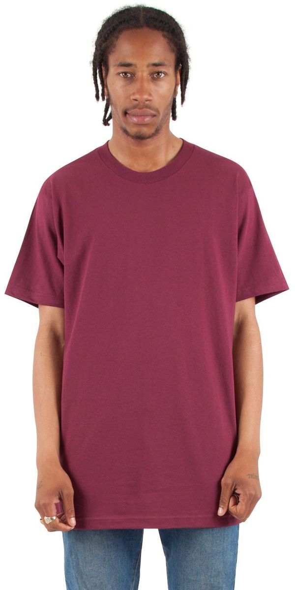 Am image of a Custom Shaka Wear Adult 6 oz Active Short Sleeve Crewneck T Shirt in Burgundy!