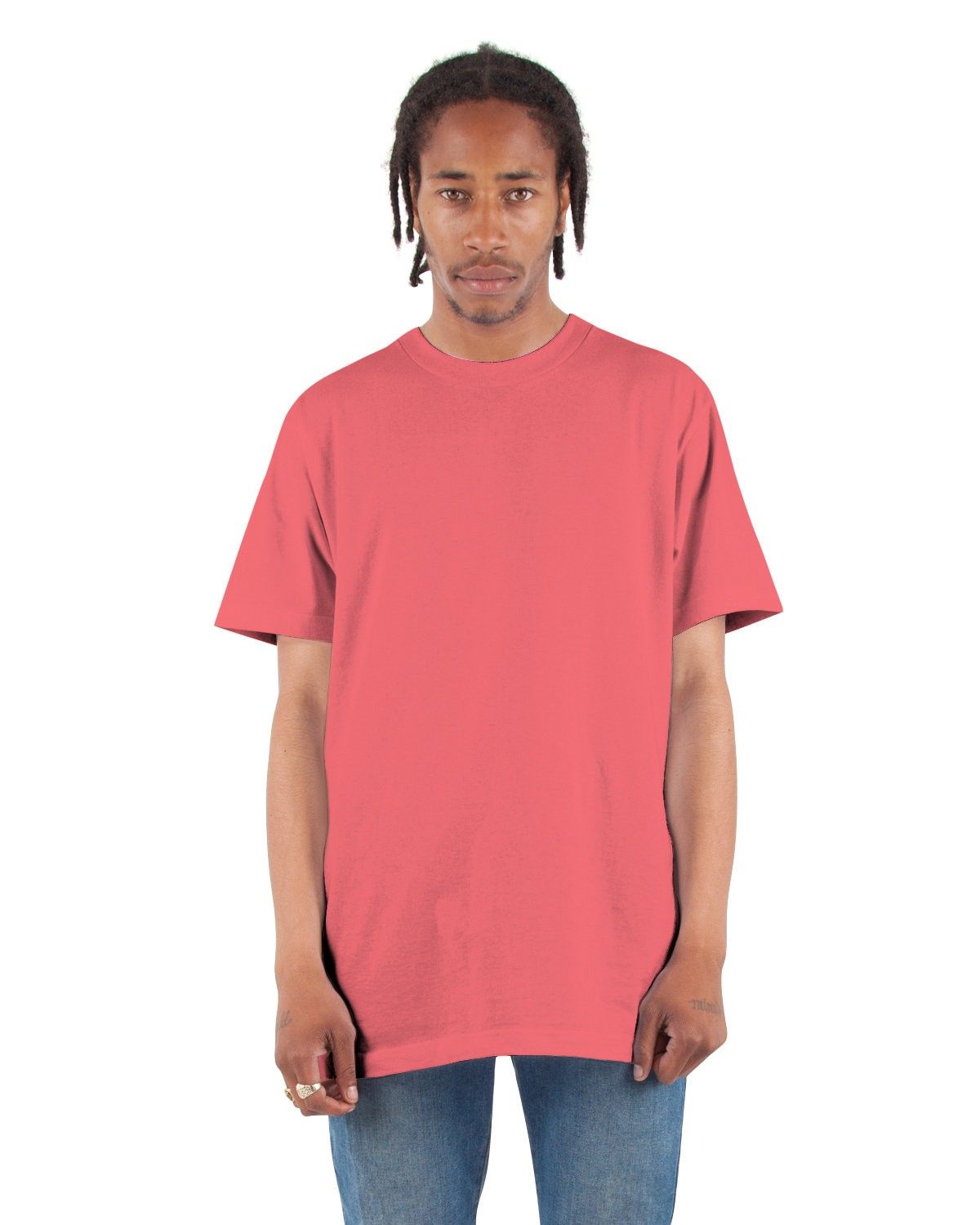 Shaka Wear Adult 6 oz Active Short Sleeve Crewneck T Shirt in Coral