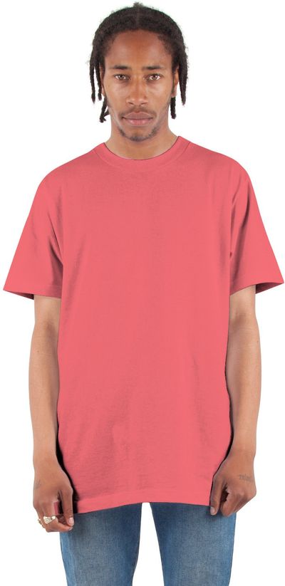 Am image of a Custom Shaka Wear Adult 6 oz Active Short Sleeve Crewneck T Shirt in Coral!
