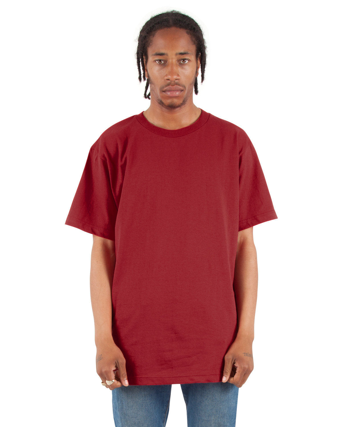 Shaka Wear Adult 6 oz Active Short Sleeve Crewneck T Shirt in Cardinal