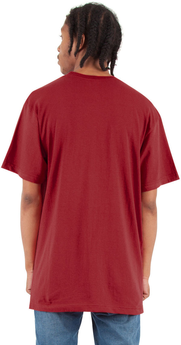 Am image of a Custom Shaka Wear Adult 6 oz Active Short Sleeve Crewneck T Shirt in Cardinal!