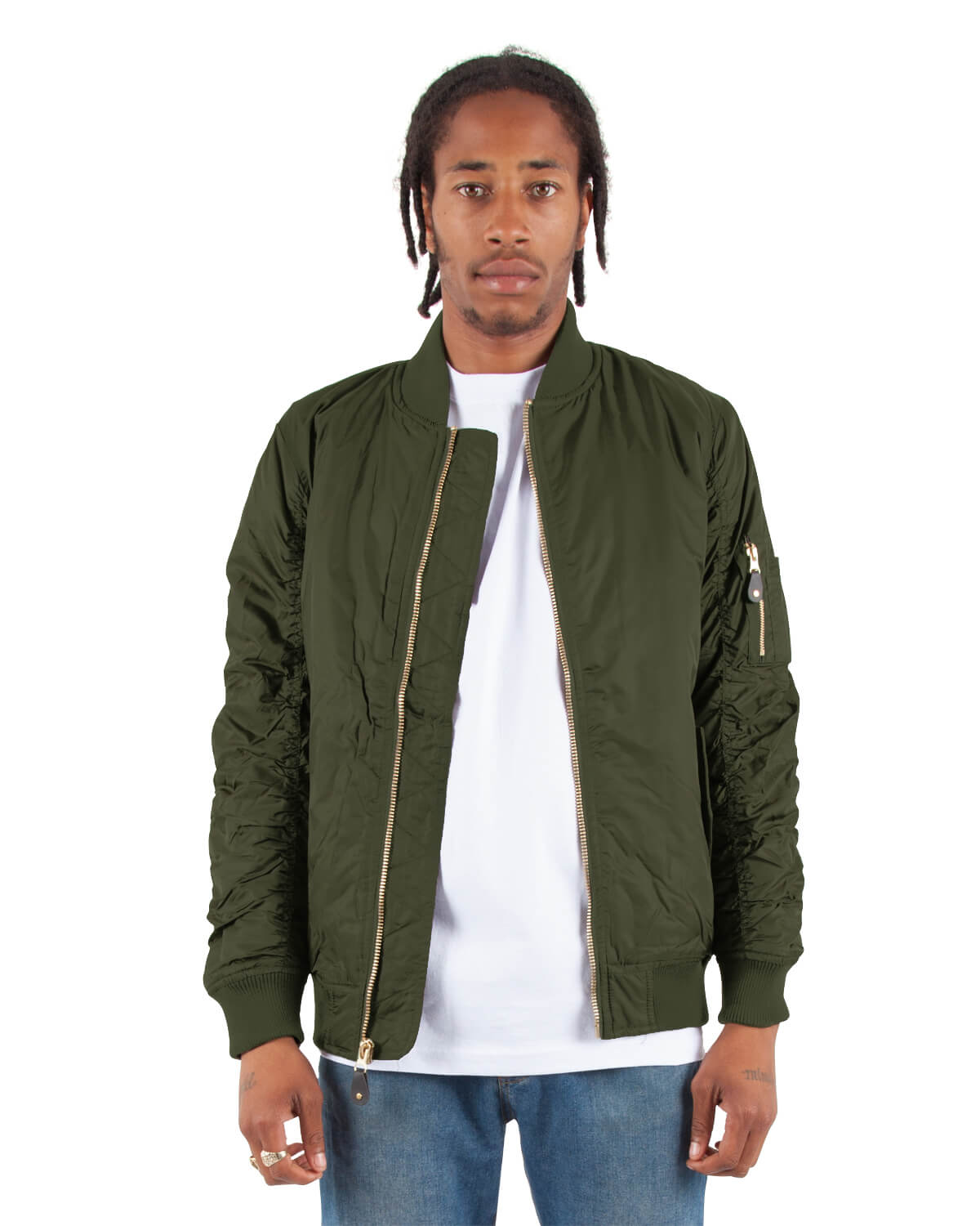 Shaka Wear Adult Bomber Jacket in Olive