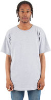 Am image of a Custom Shaka Wear Adult 6 oz Curved Hem Long T Shirt in Heather Grey!