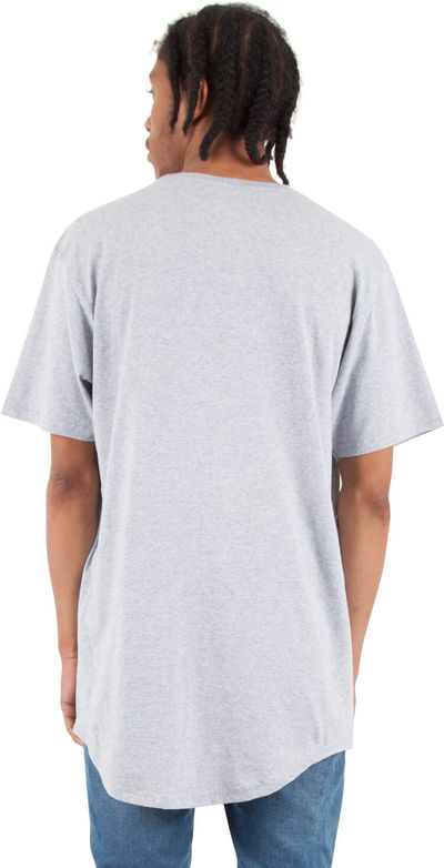 Am image of a Custom Shaka Wear Adult 6 oz Curved Hem Long T Shirt in Heather Grey!