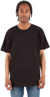 Am image of a Custom Shaka Wear Adult 6 oz Curved Hem Long T Shirt in Black!
