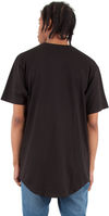 Am image of a Custom Shaka Wear Adult 6 oz Curved Hem Long T Shirt in Black!