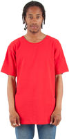Am image of a Custom Shaka Wear Adult 6 oz Curved Hem Long T Shirt in Red!