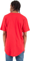 Am image of a Custom Shaka Wear Adult 6 oz Curved Hem Long T Shirt in Red!