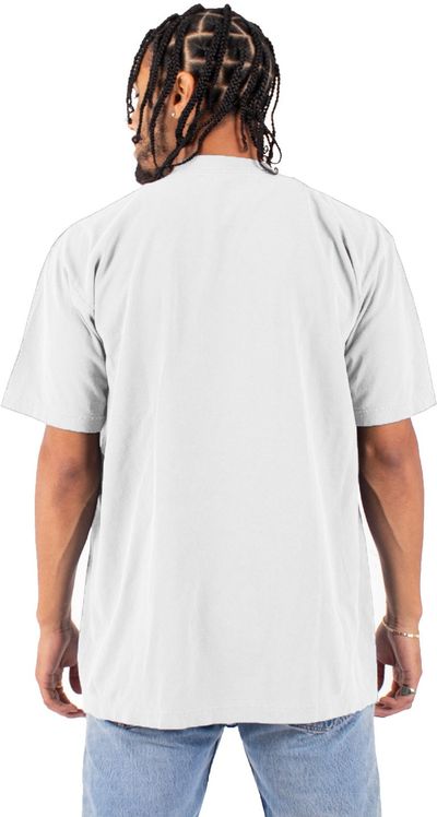 Am image of a Custom Shaka Wear Garment Dyed Crewneck T Shirt in White!