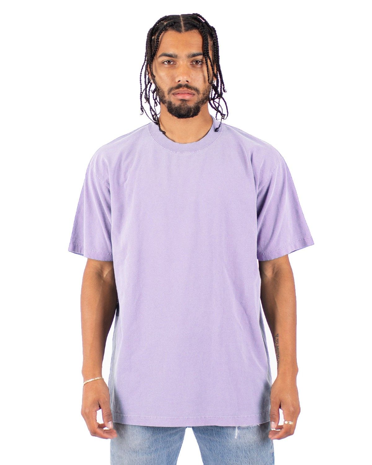 Shaka Wear Garment Dyed Crewneck T Shirt in Pastel Purple