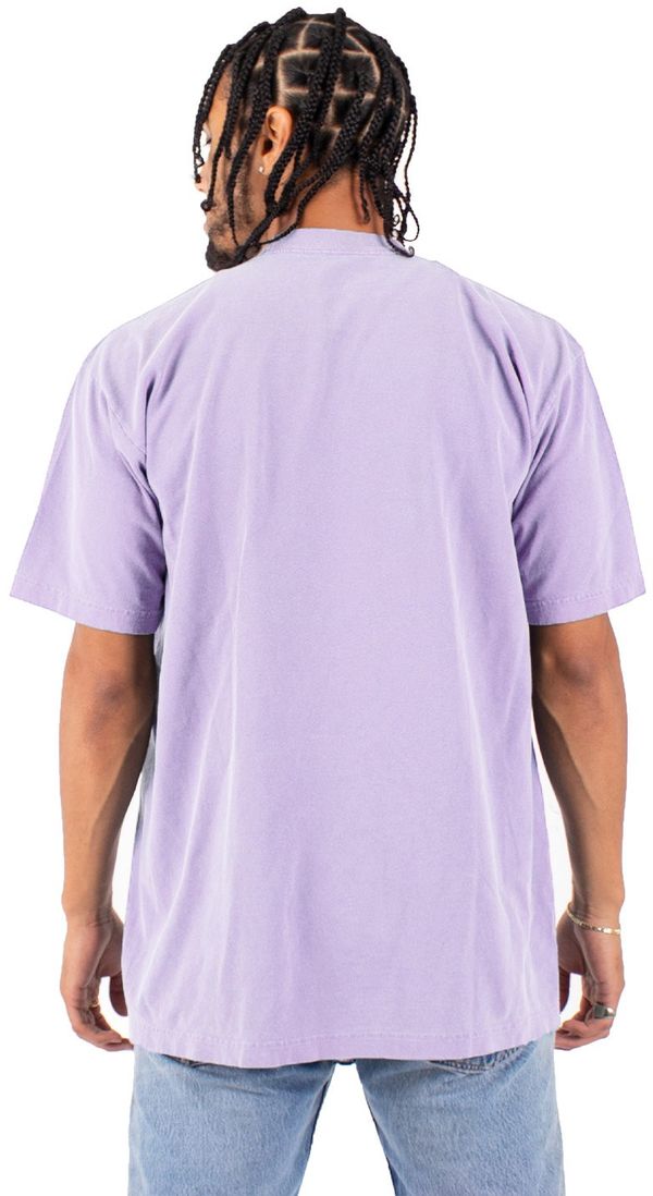 Am image of a Custom Shaka Wear Garment Dyed Crewneck T Shirt in Pastel Purple!