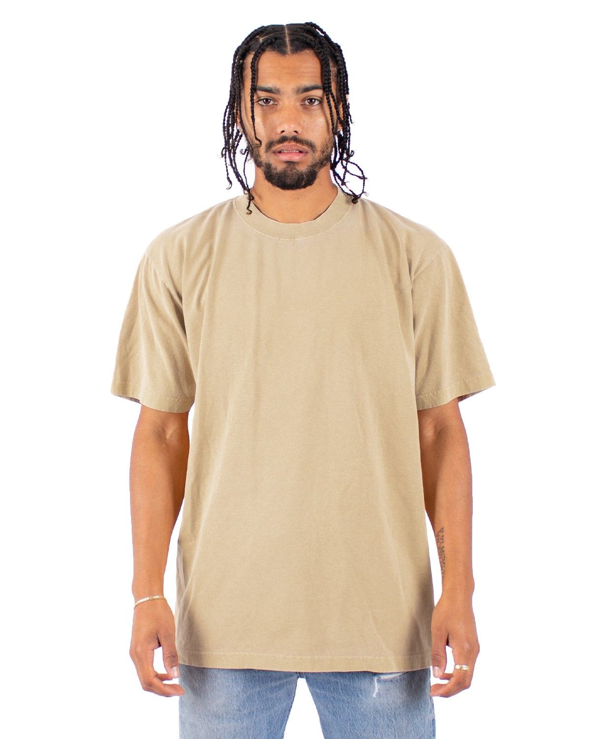 Shaka Wear Garment Dyed Crewneck T Shirt in Oatmeal