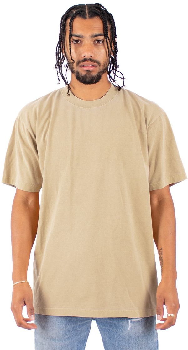 Am image of a Custom Shaka Wear Garment Dyed Crewneck T Shirt in Oatmeal!