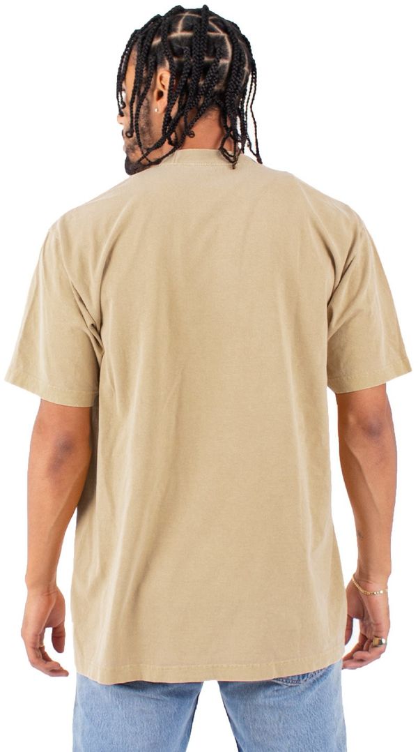 Am image of a Custom Shaka Wear Garment Dyed Crewneck T Shirt in Oatmeal!