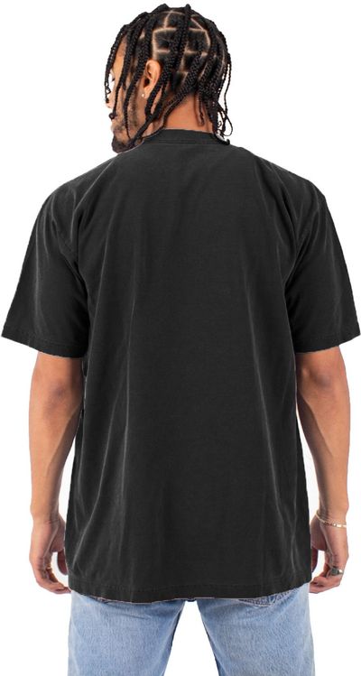 Am image of a Custom Shaka Wear Garment Dyed Crewneck T Shirt in Black!