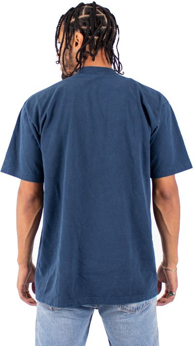 Am image of a Custom Shaka Wear Garment Dyed Crewneck T Shirt in Midnight Navy!