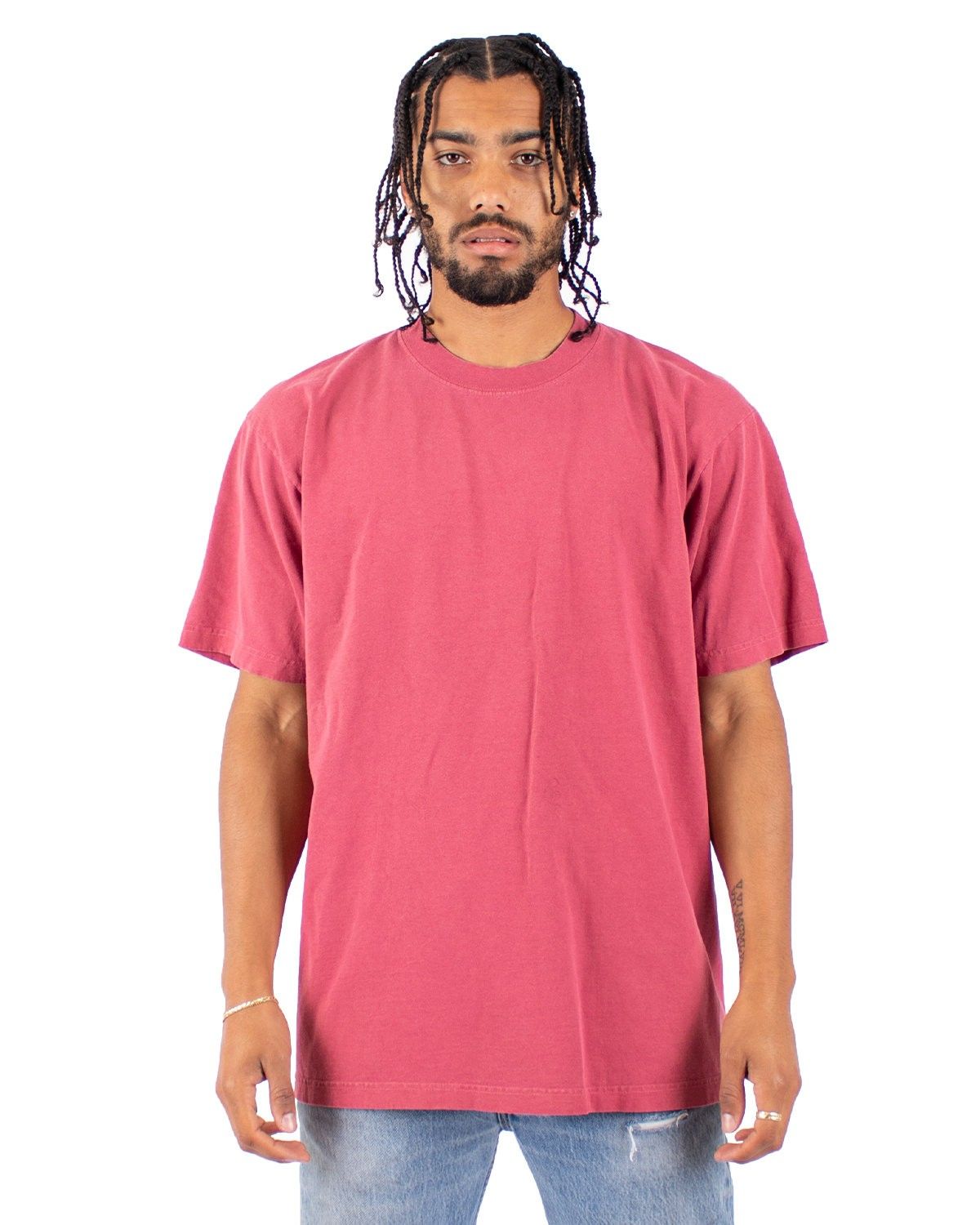Shaka Wear Garment Dyed Crewneck T Shirt in Clay Red
