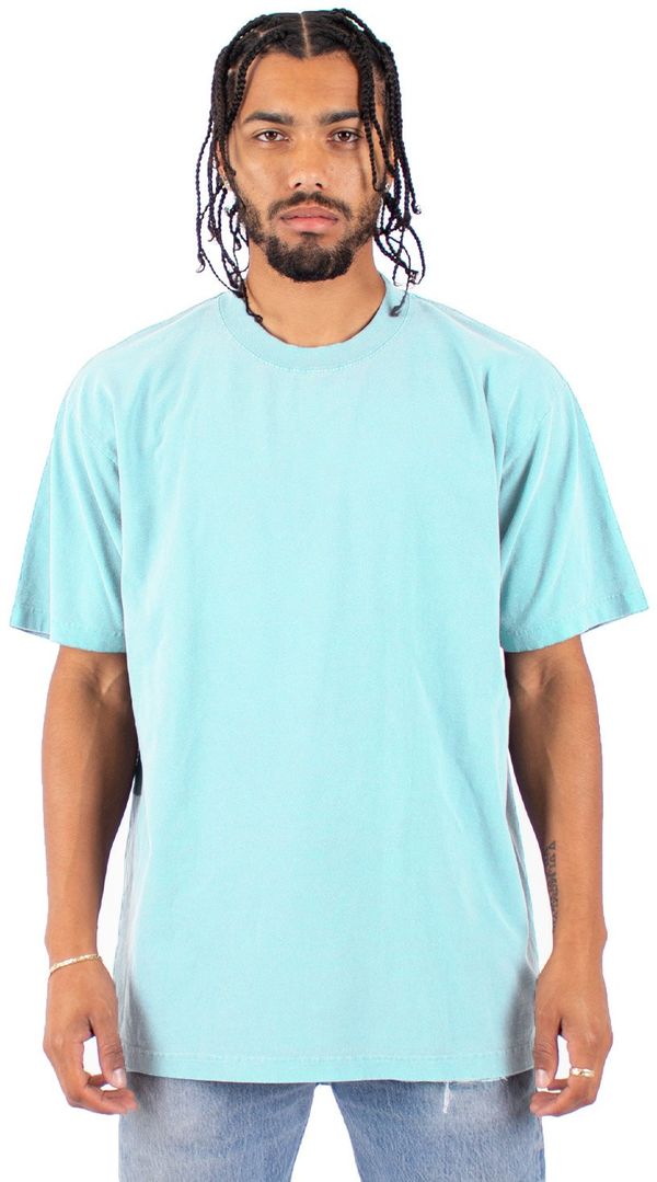 Am image of a Custom Shaka Wear Garment Dyed Crewneck T Shirt in Powder Blue!