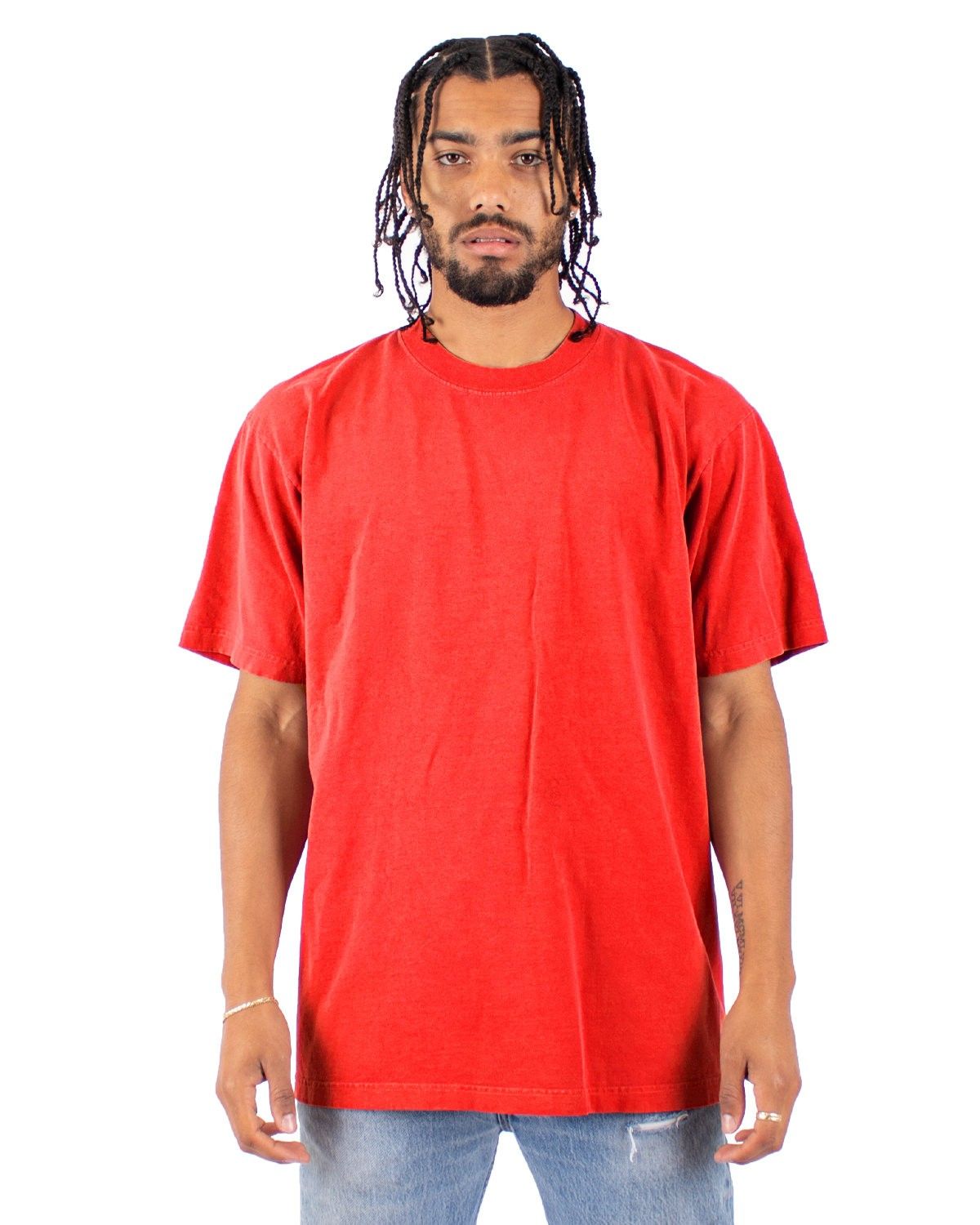 Shaka Wear Garment Dyed Crewneck T Shirt in Cherry Tomato