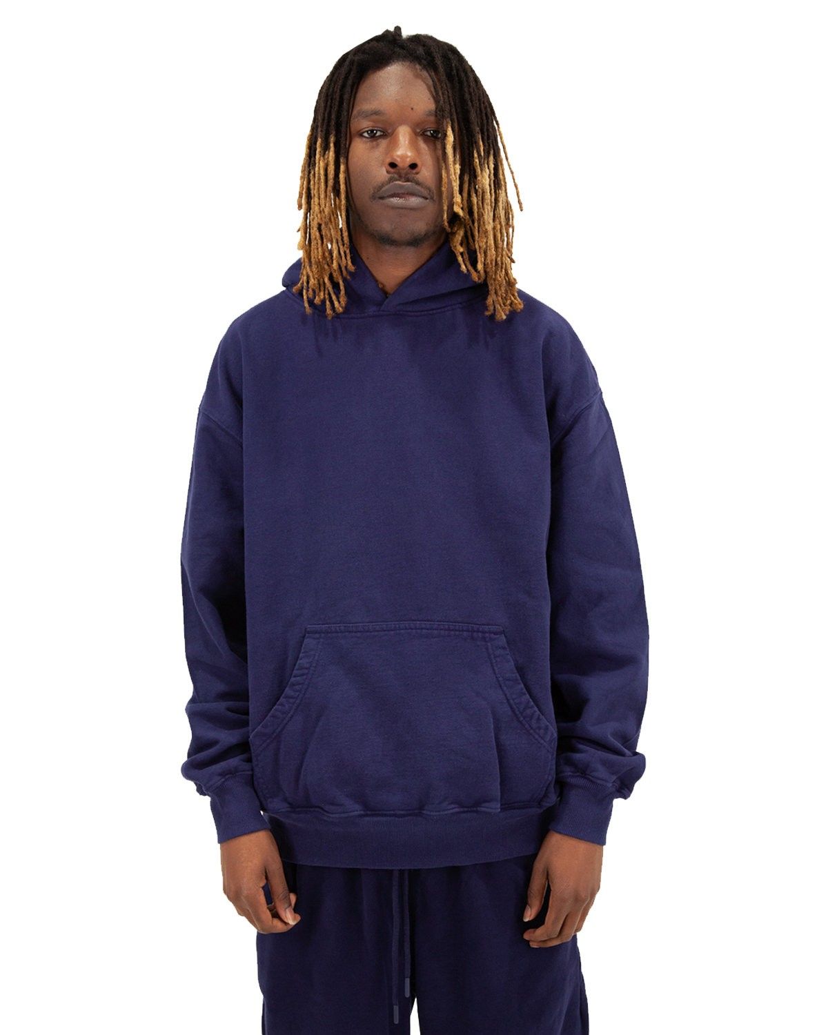Shaka Wear Mens Los Angeles Garment Dyed Hooded Sweatshirt in Navy