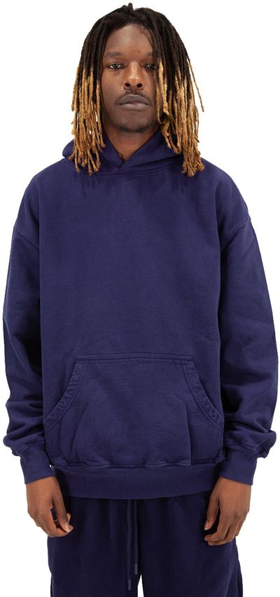 Am image of a Custom Shaka Wear Mens Los Angeles Garment Dyed Hooded Sweatshirt in Navy!