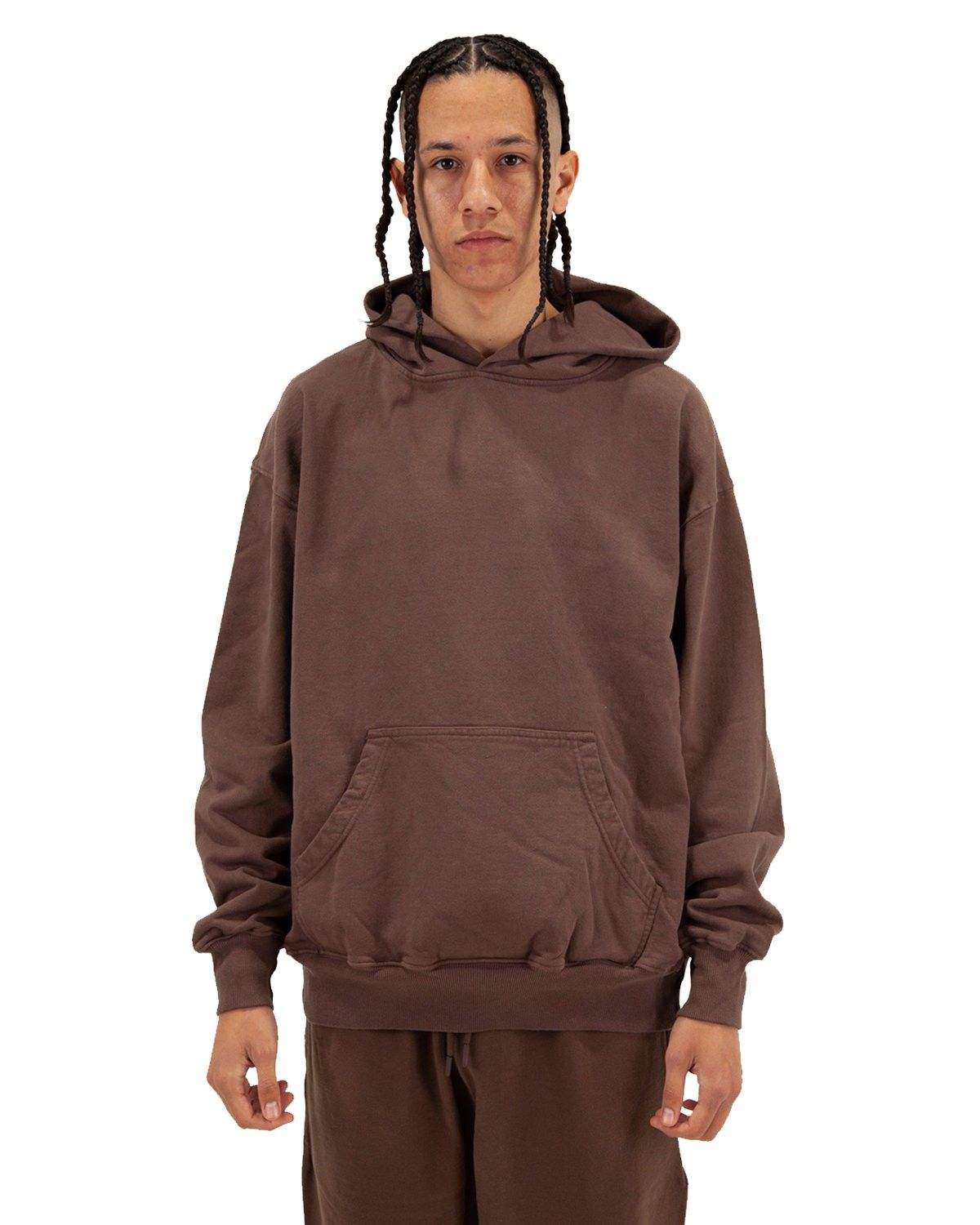 Shaka Wear Mens Los Angeles Garment Dyed Hooded Sweatshirt in Mocha