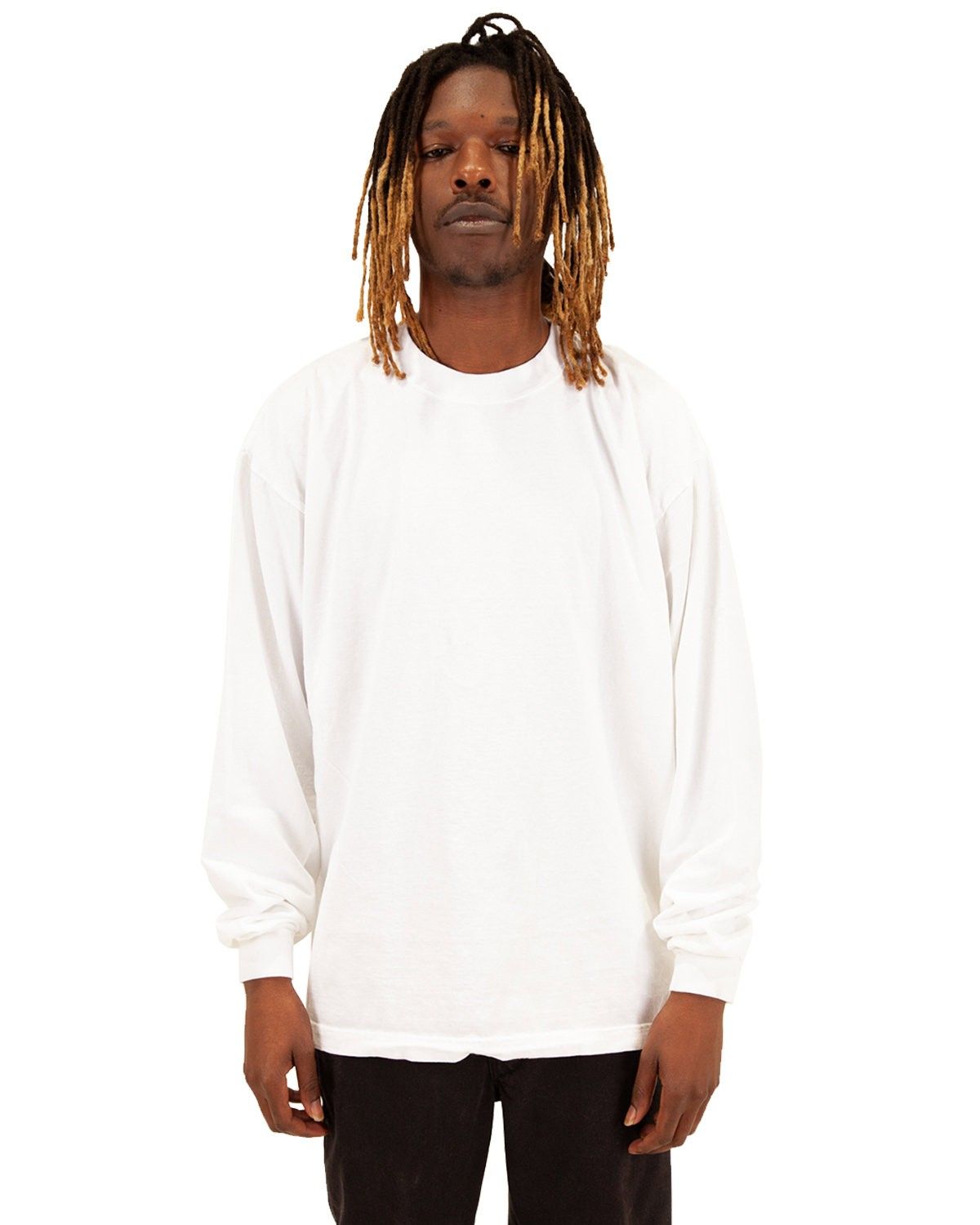 Shaka Wear Mens Garment Dyed Long Sleeve T Shirt in White