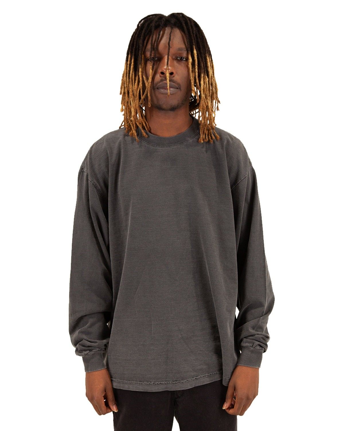 Shaka Wear Mens Garment Dyed Long Sleeve T Shirt in Shadow